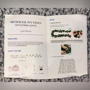 Artificial Ivy Vines with String Lights